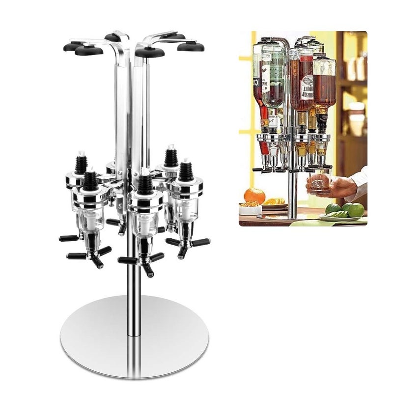 Ejoyous Liquor Dispenser, Bar Butler Wall Mounted Liquor Dispenser Liquor Bottle Holder, Professional Revolving Alcohol Caddy Beer Cocktail Soda Shot Dispenser Wine Holder Party Drinking Pourer (6 Bottles) - Image 1